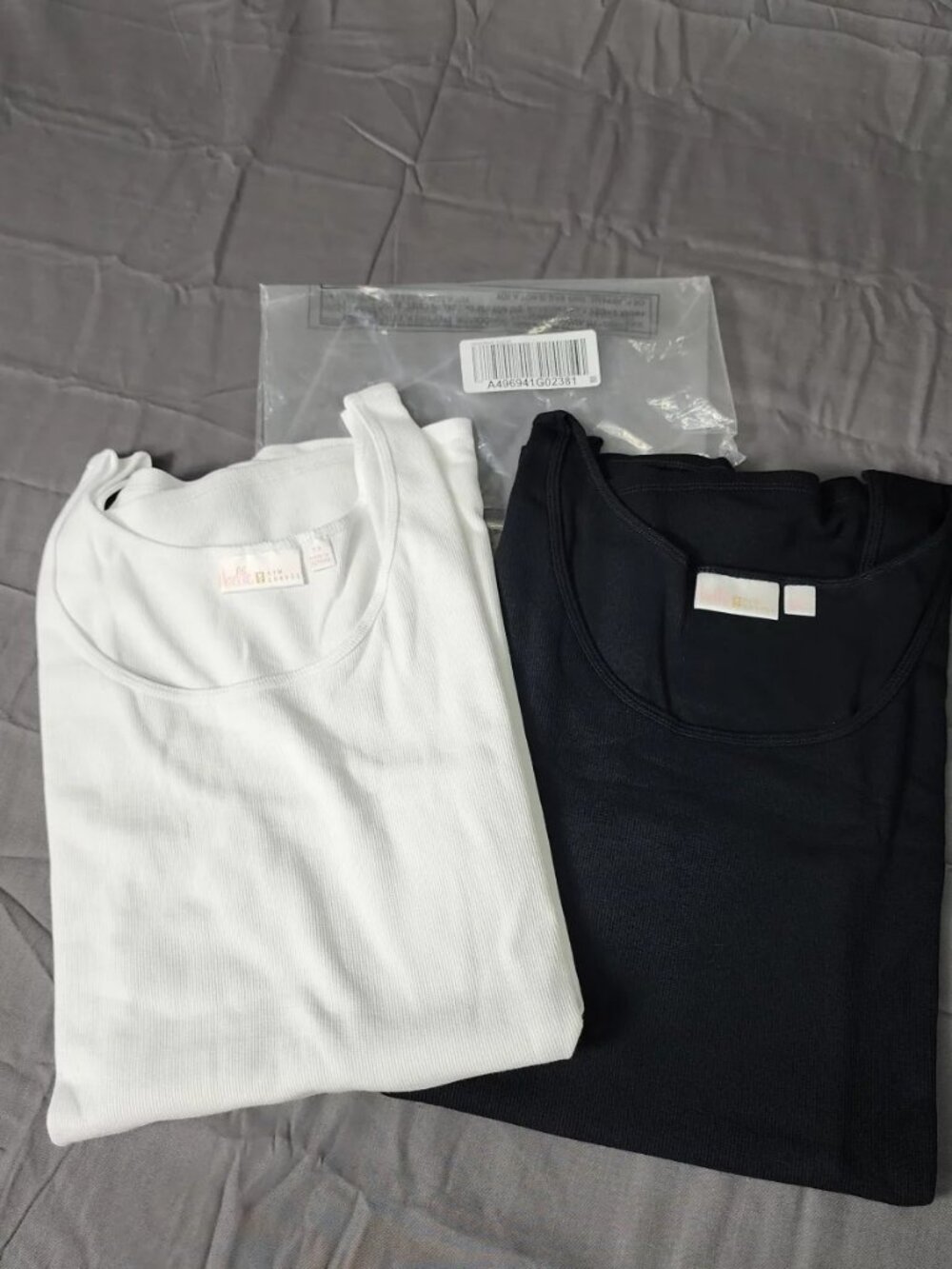 Belle by Kim Gravel Plus 5X Tank Top 2 Pack Black White Ribbed Scoop Neck